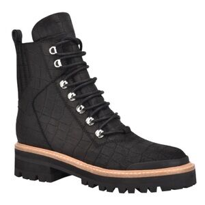 NWOT Marc Fisher Izzie 2 Lace Up Lug Sole Shoes Black Size 8